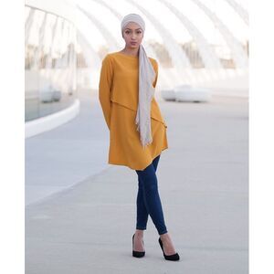 Verona Collection Asymmetrical Top Yellow Size S